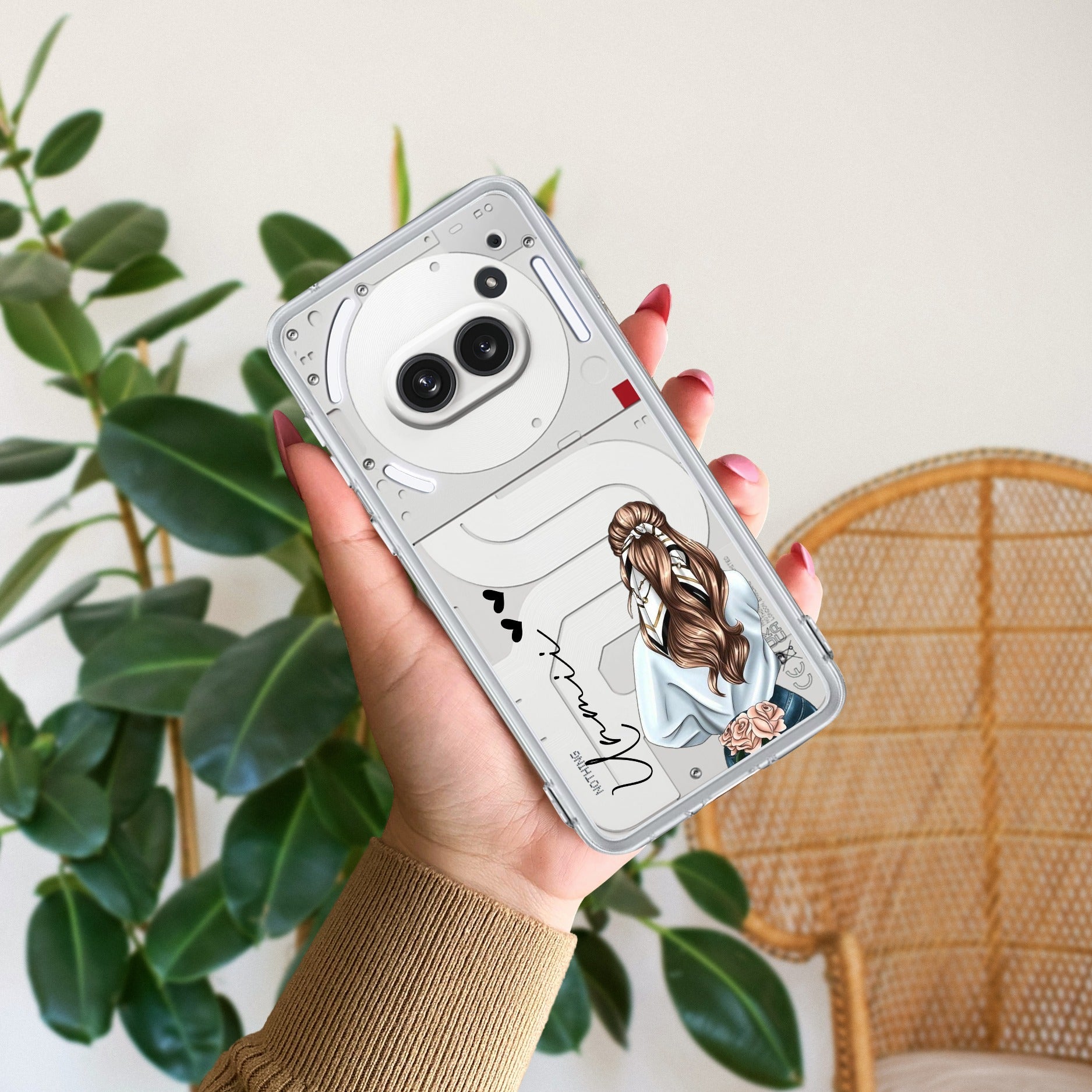 Girl With Flower Customize Transparent Silicon Case For Nothing Phone 2a Plus