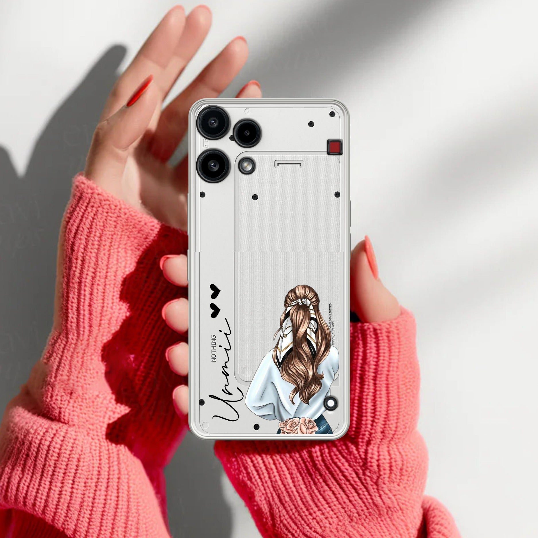Girl With Flower Customize Transparent Silicon Case For Nothing Phone 3a Lite 5G