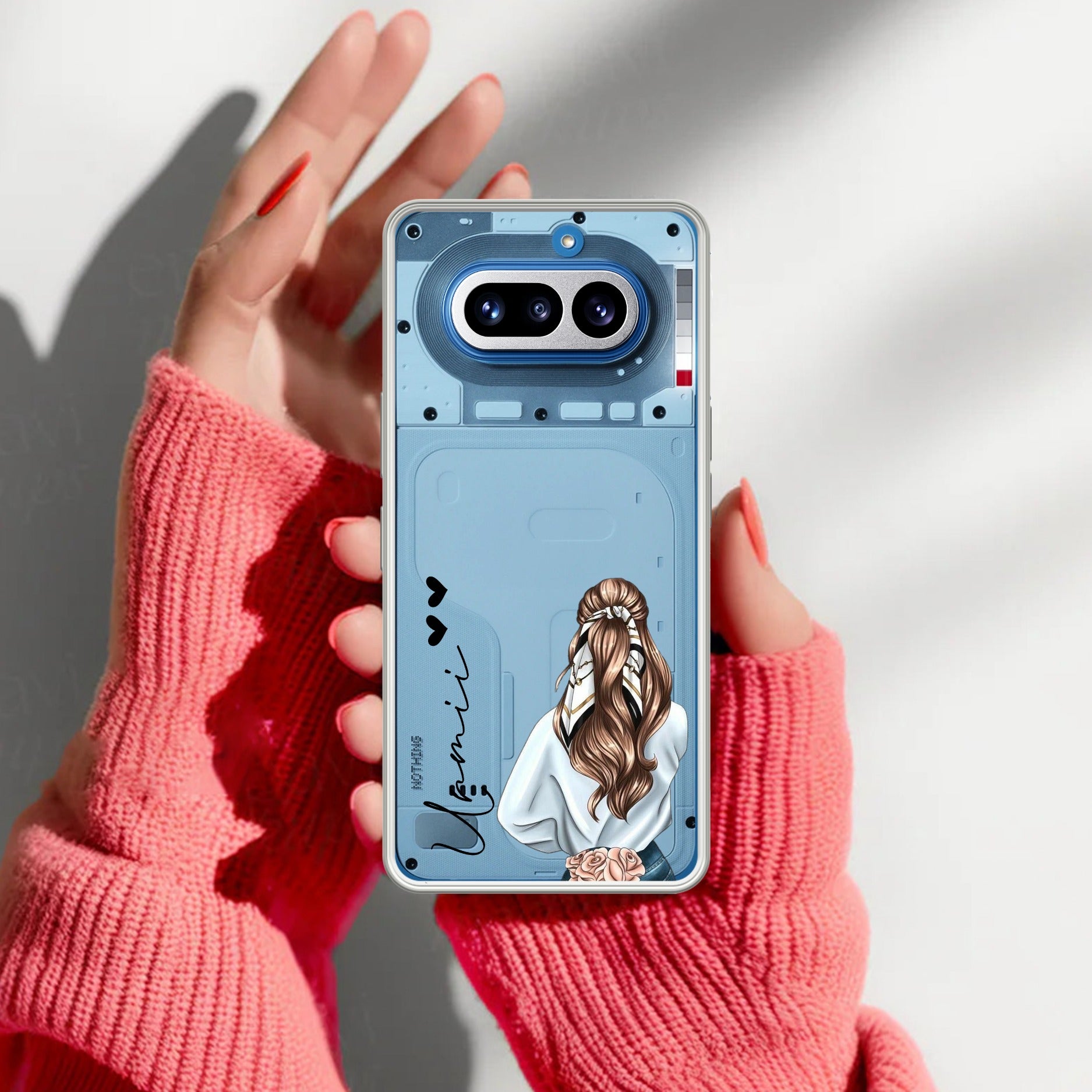 Girl With Flower Customize Transparent Silicon Case For Nothing