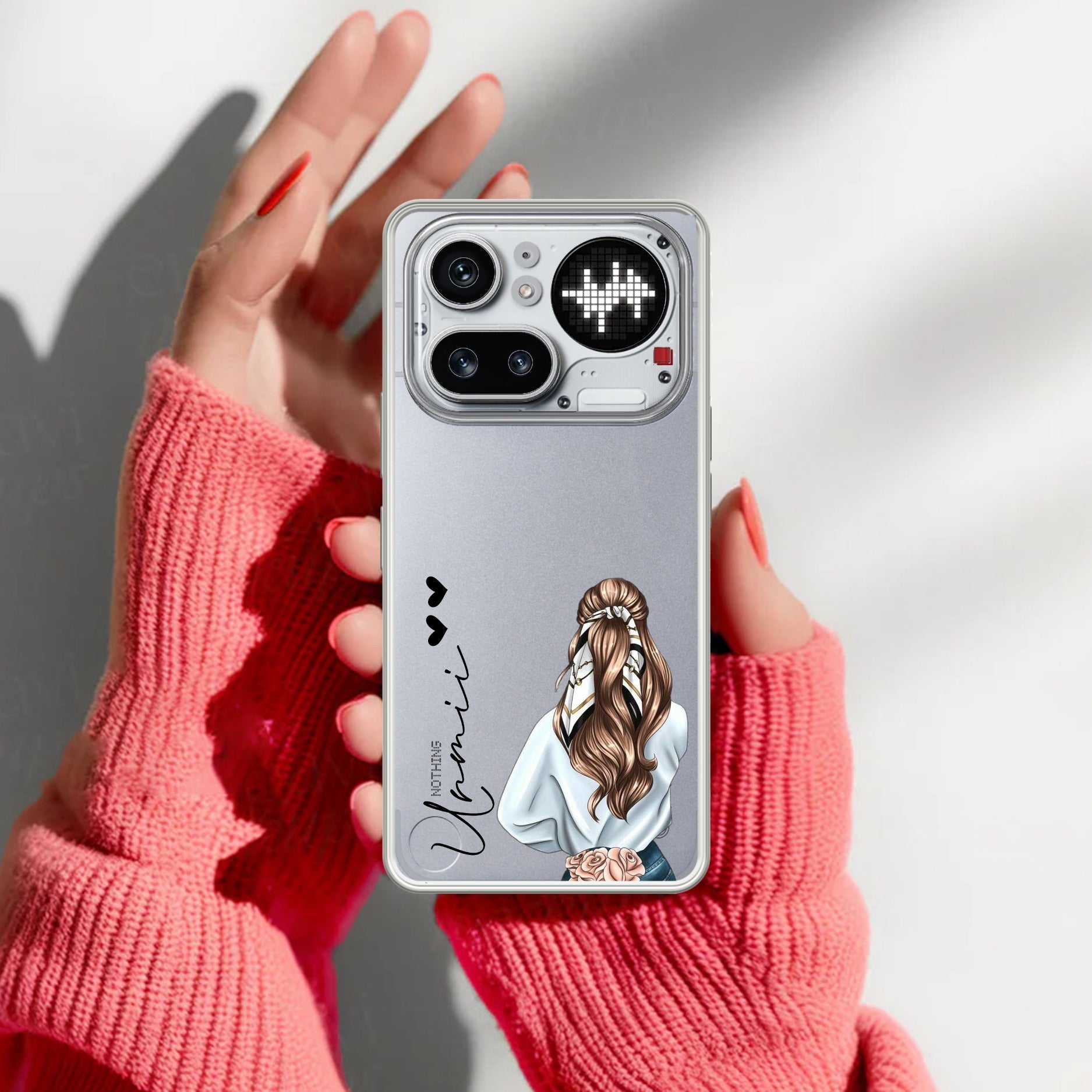 Girl With Flower Customize Transparent Silicon Case For Nothing