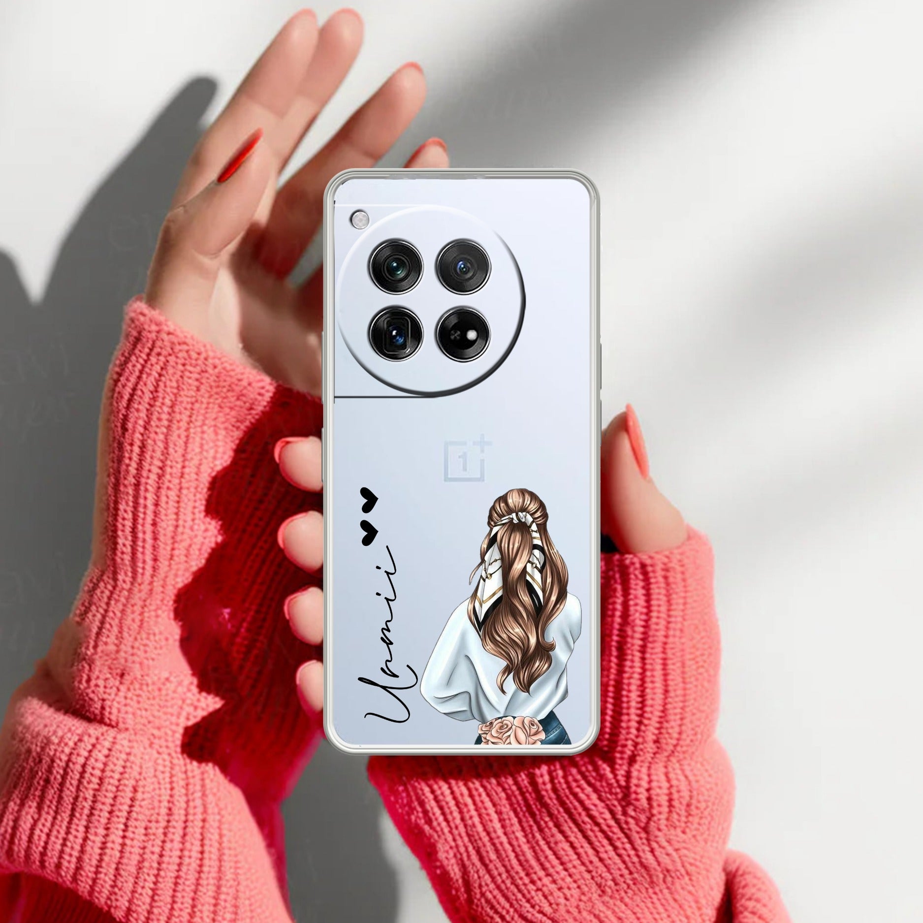 Girl With Flower Customize Transparent Silicon Case For OnePlus 12 5G