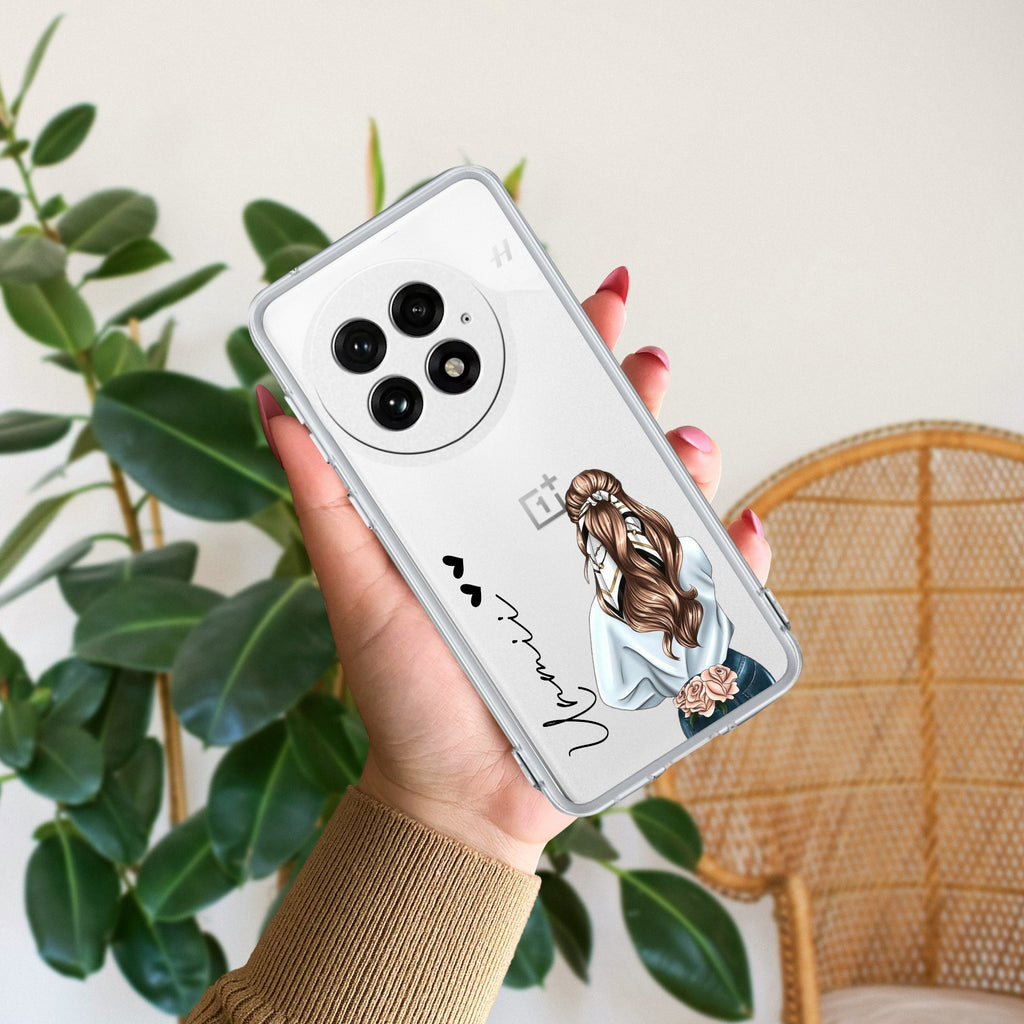 Girl With Flower Customize Anti Yellow Case For OnePlus 13 5G