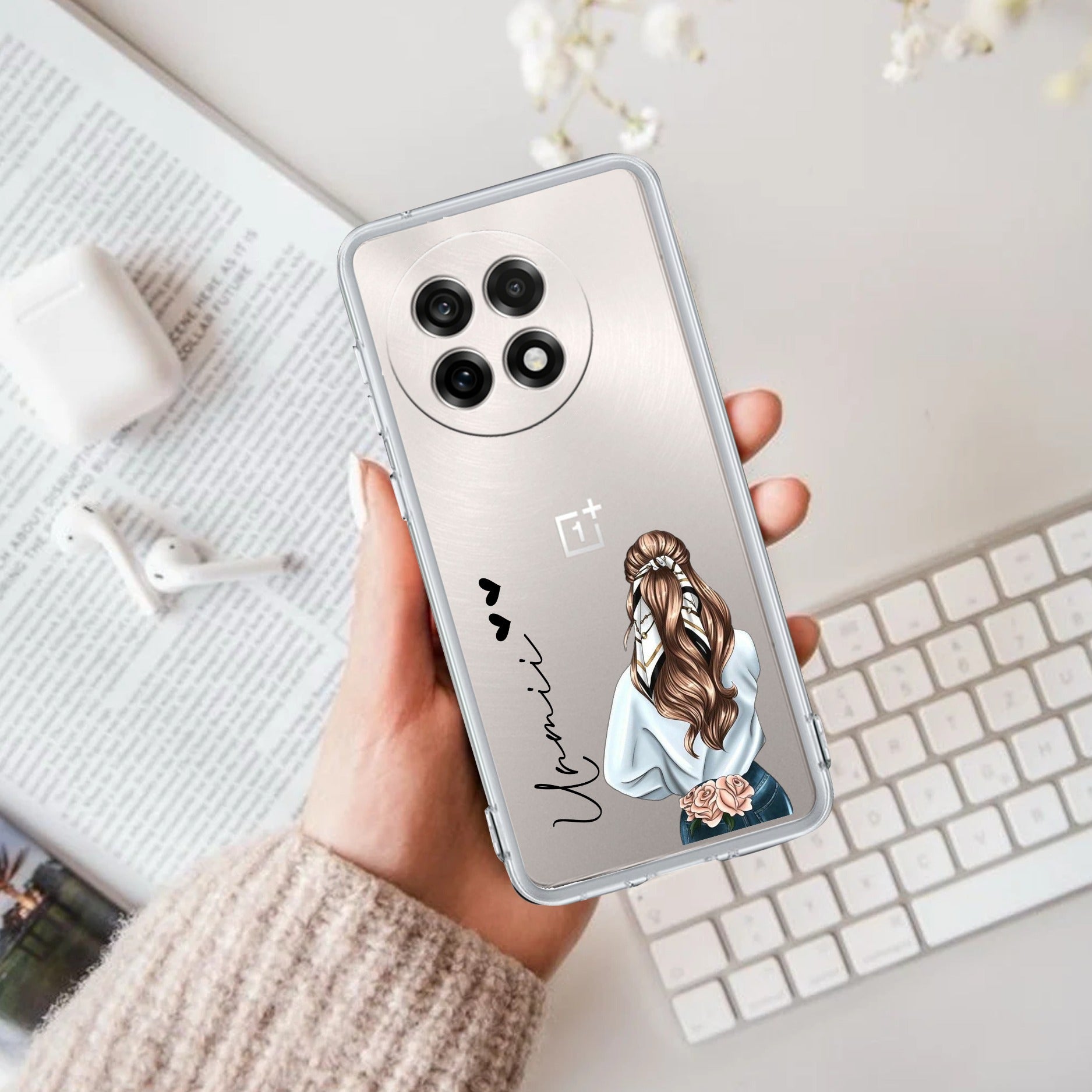 Girl With Flower Customize Anti Yellow Case For OnePlus 13R 5G