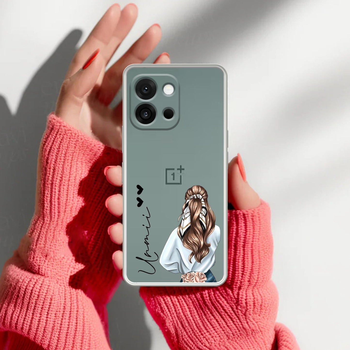 Girl With Flower Customize Transparent Silicon Case For OnePlus