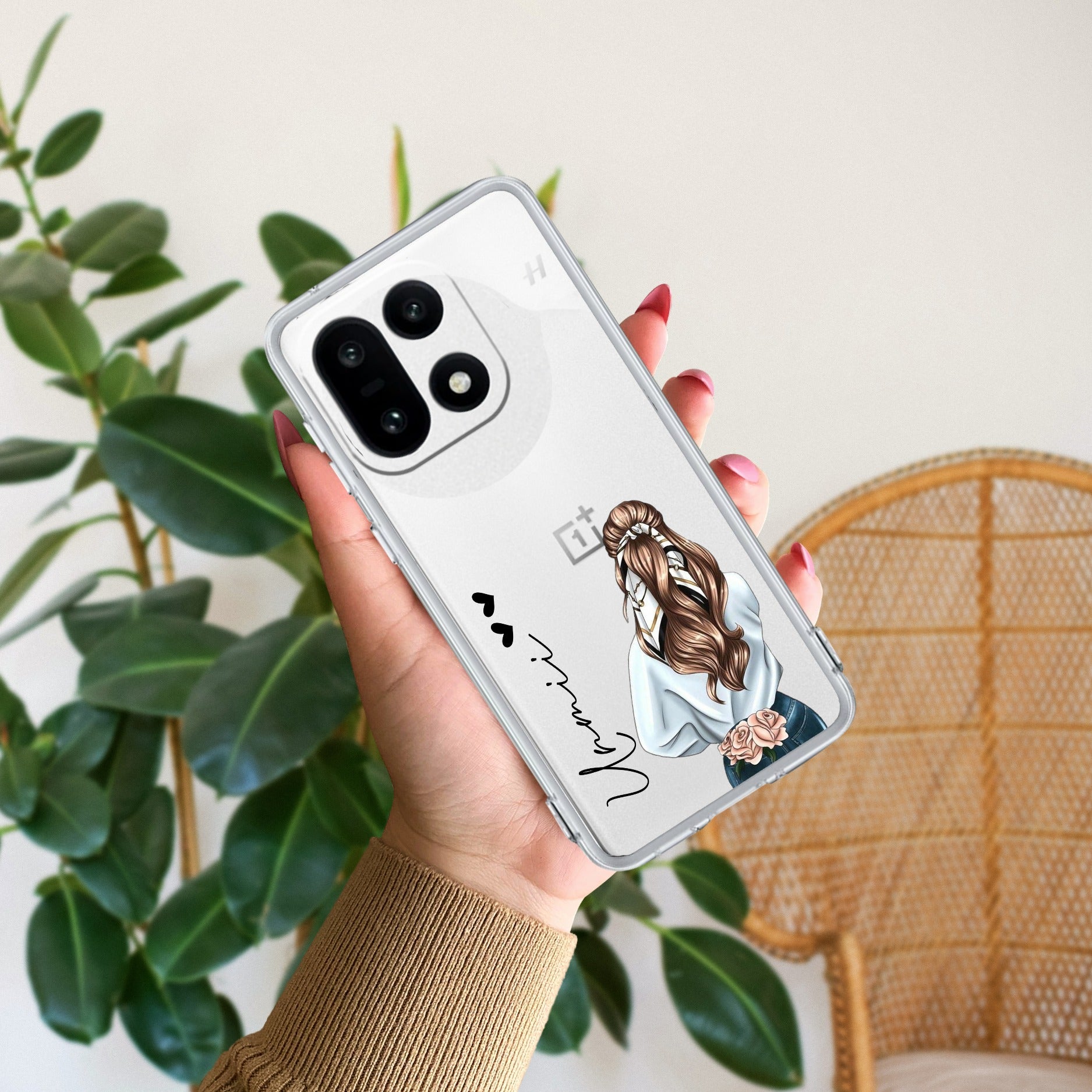 Girl With Flower Customize Anti Yellow Case For OnePlus 15 5G