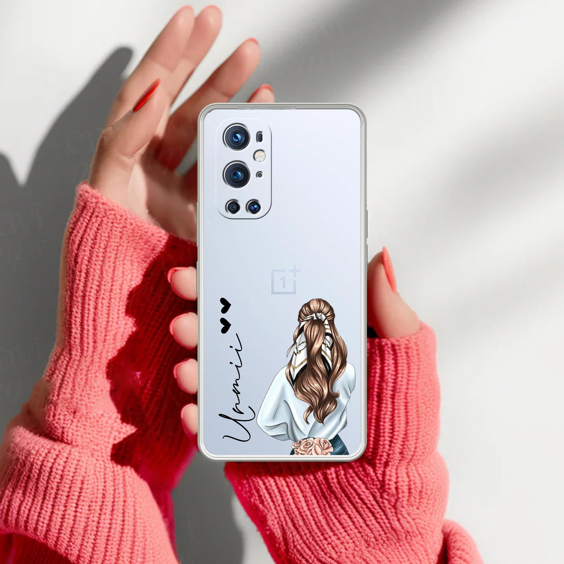 Girl With Flower Customize Anti Yellow Case For OnePlus 9 Pro