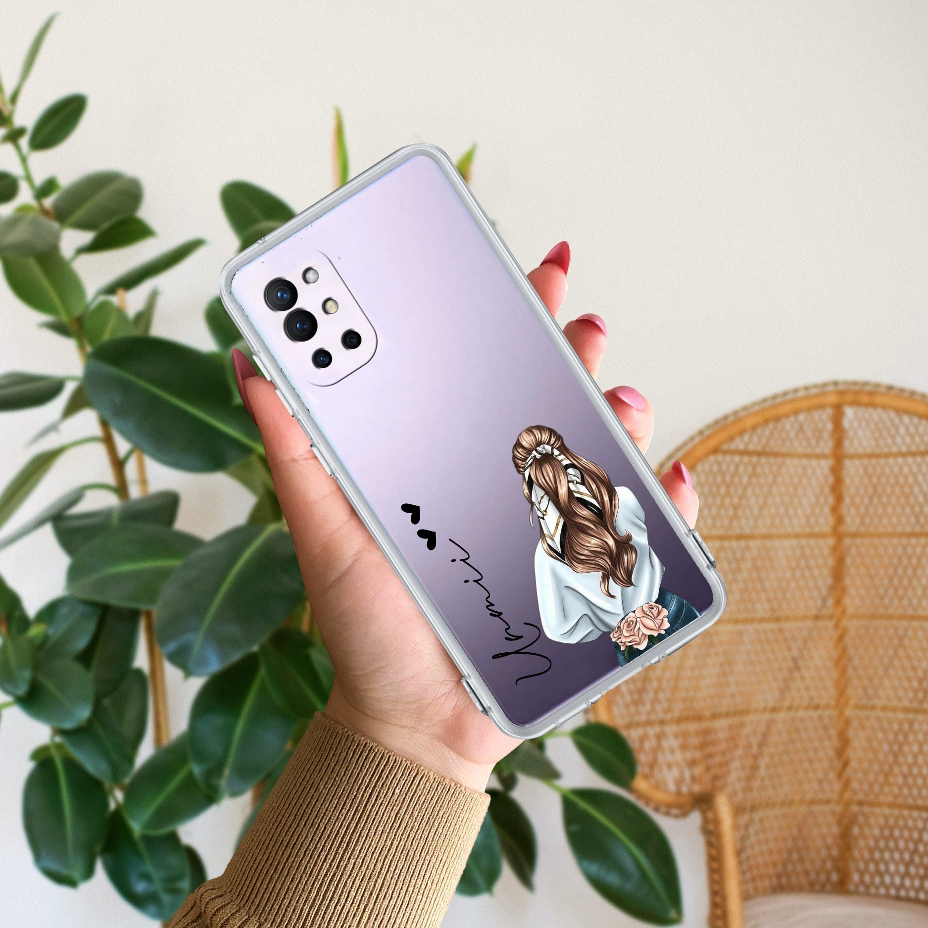 Girl With Flower Customize Anti Yellow Case For OnePlus 8t / OnePlus 9R