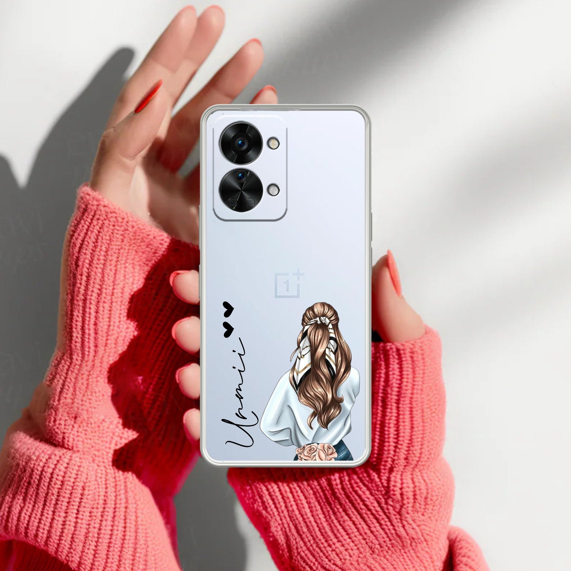 Girl With Flower Customize Transparent Silicon Case For OnePlus