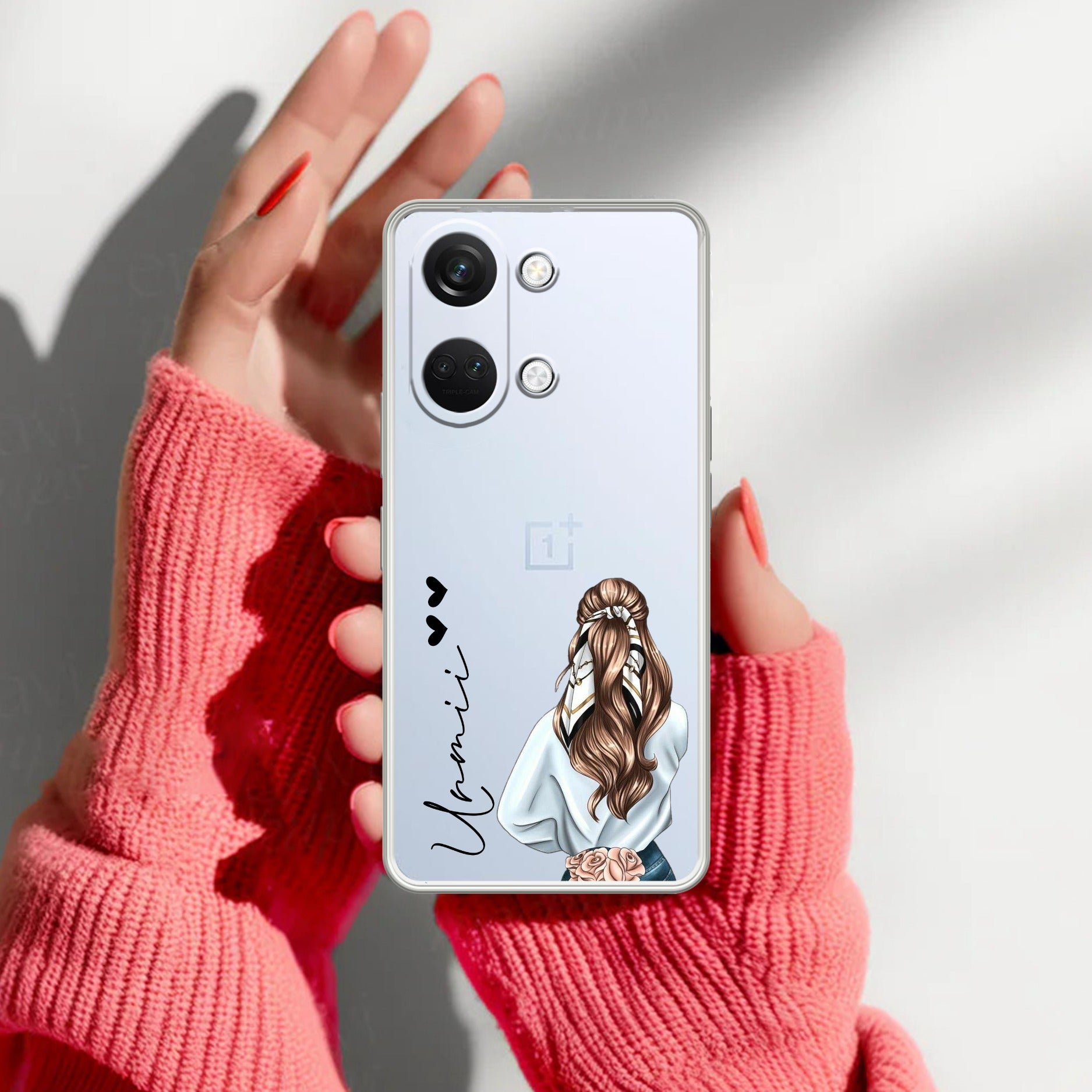 Girl With Flower Customize Transparent Silicon Case For OnePlus