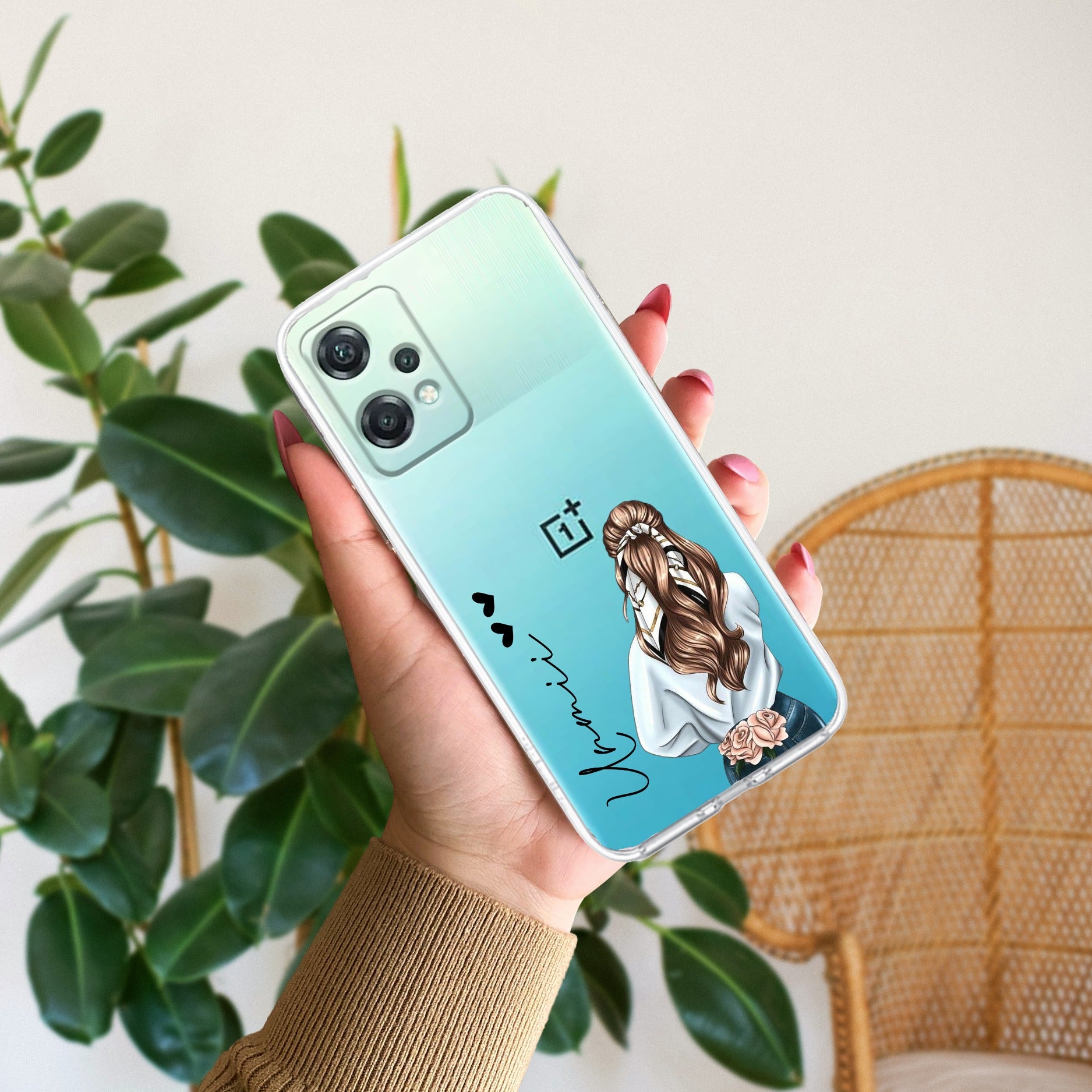 Girl With Flower Customize Transparent Silicon Case For OnePlus