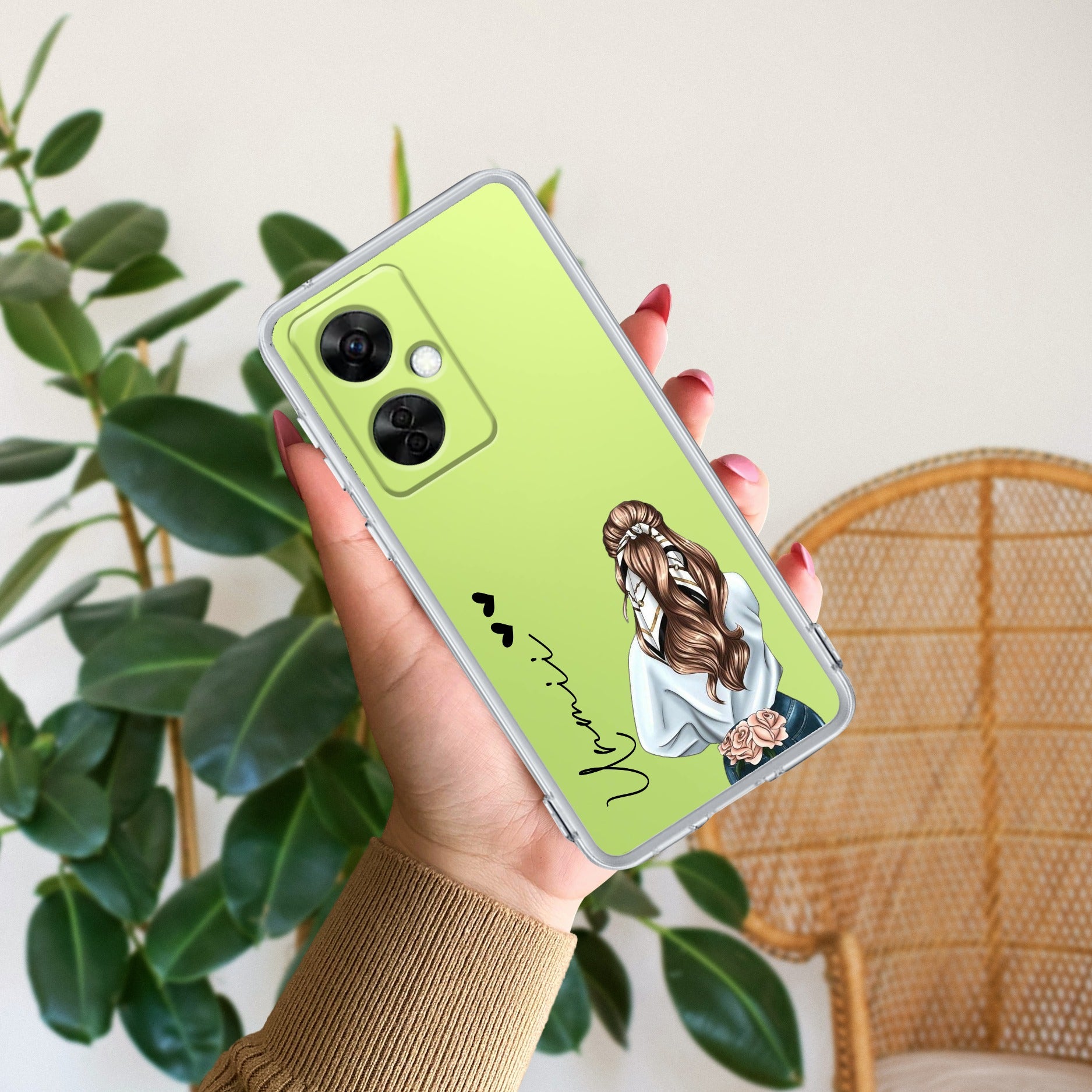 Girl With Flower Customize Transparent Silicon Case For OnePlus