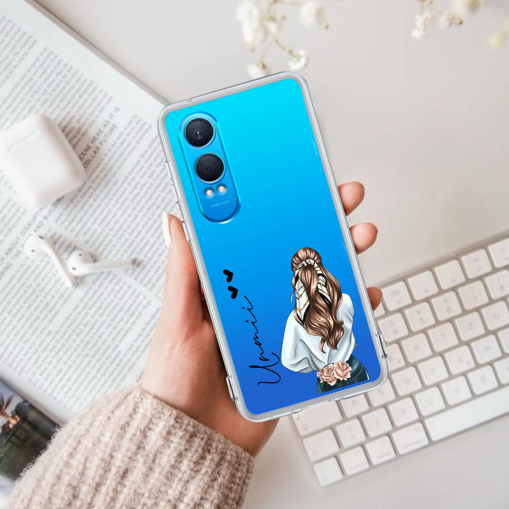 Girl With Flower Customize Transparent Silicon Case For OnePlus Nord CE 4 Lite 5G