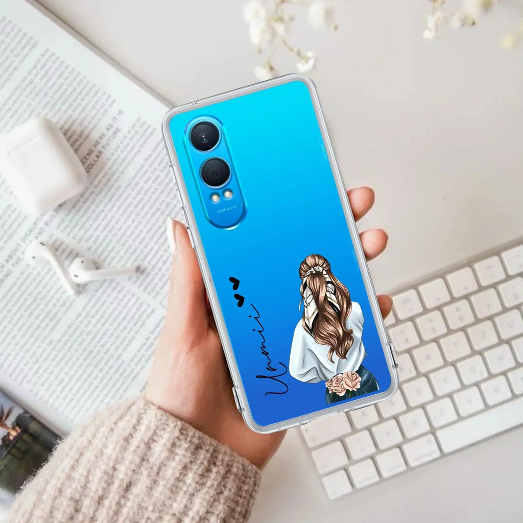 Girl With Flower Customize Transparent Silicon Case For OnePlus
