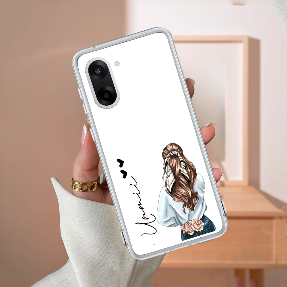 Girl With Flower Customize Transparent Silicon Case For OnePlus