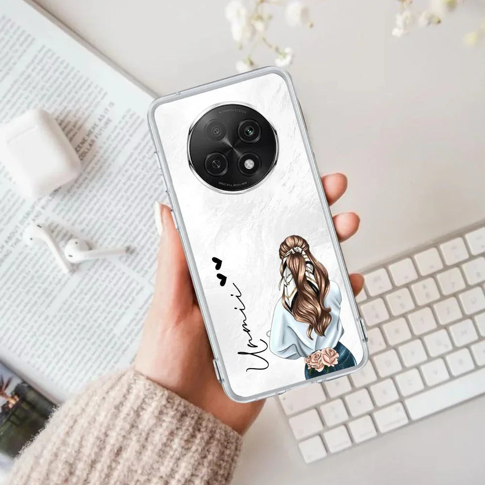 Girl With Flower Customize Transparent Silicon Case For Oppo F29 Pro 5G