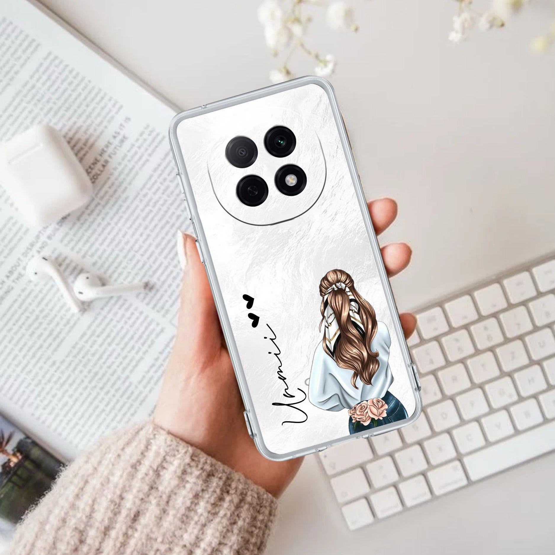 Girl With Flower Customize Anti Yellow Case For Oppo F29 Pro 5G