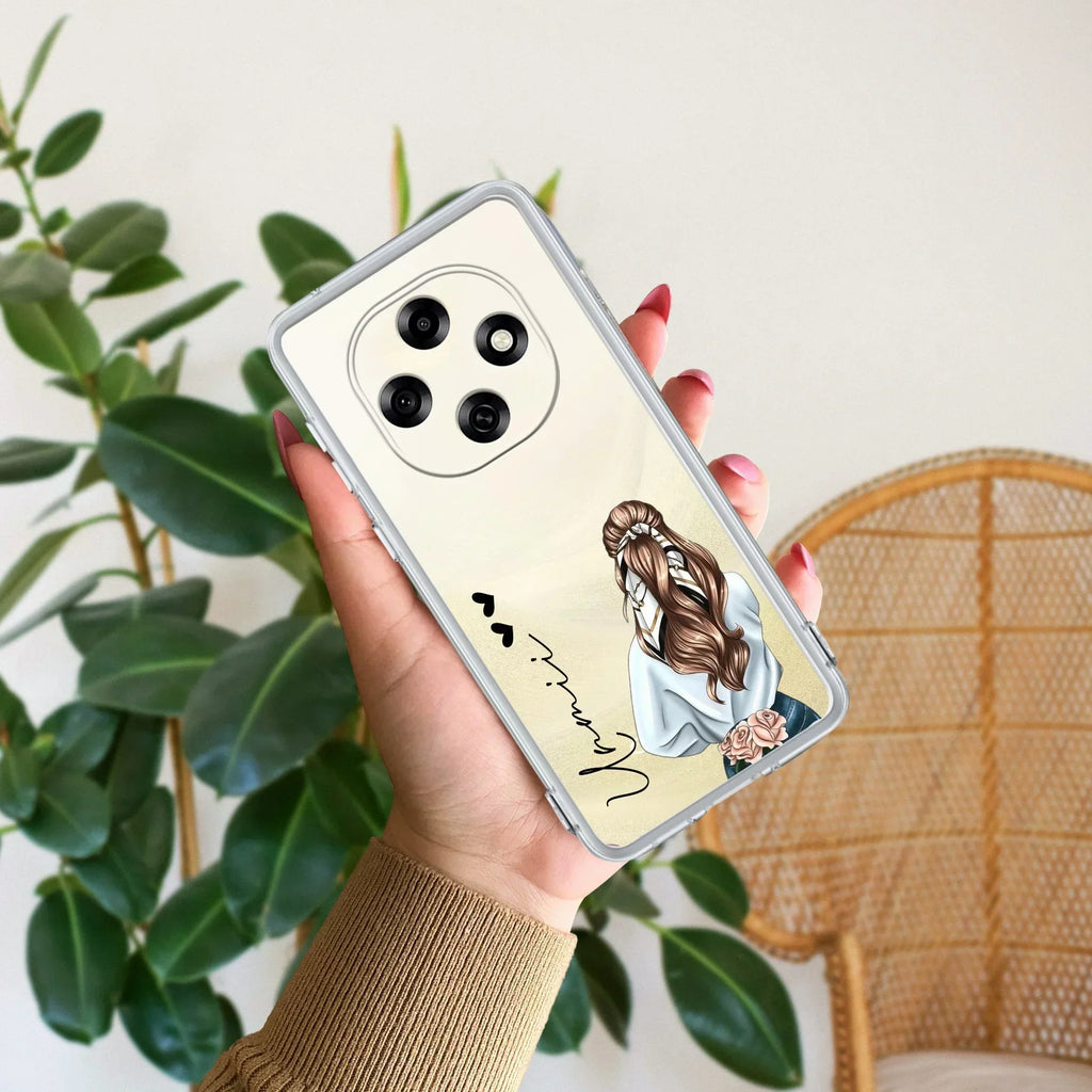Girl With Flower Customize Transparent Silicon Case For Oppo A5X 5G