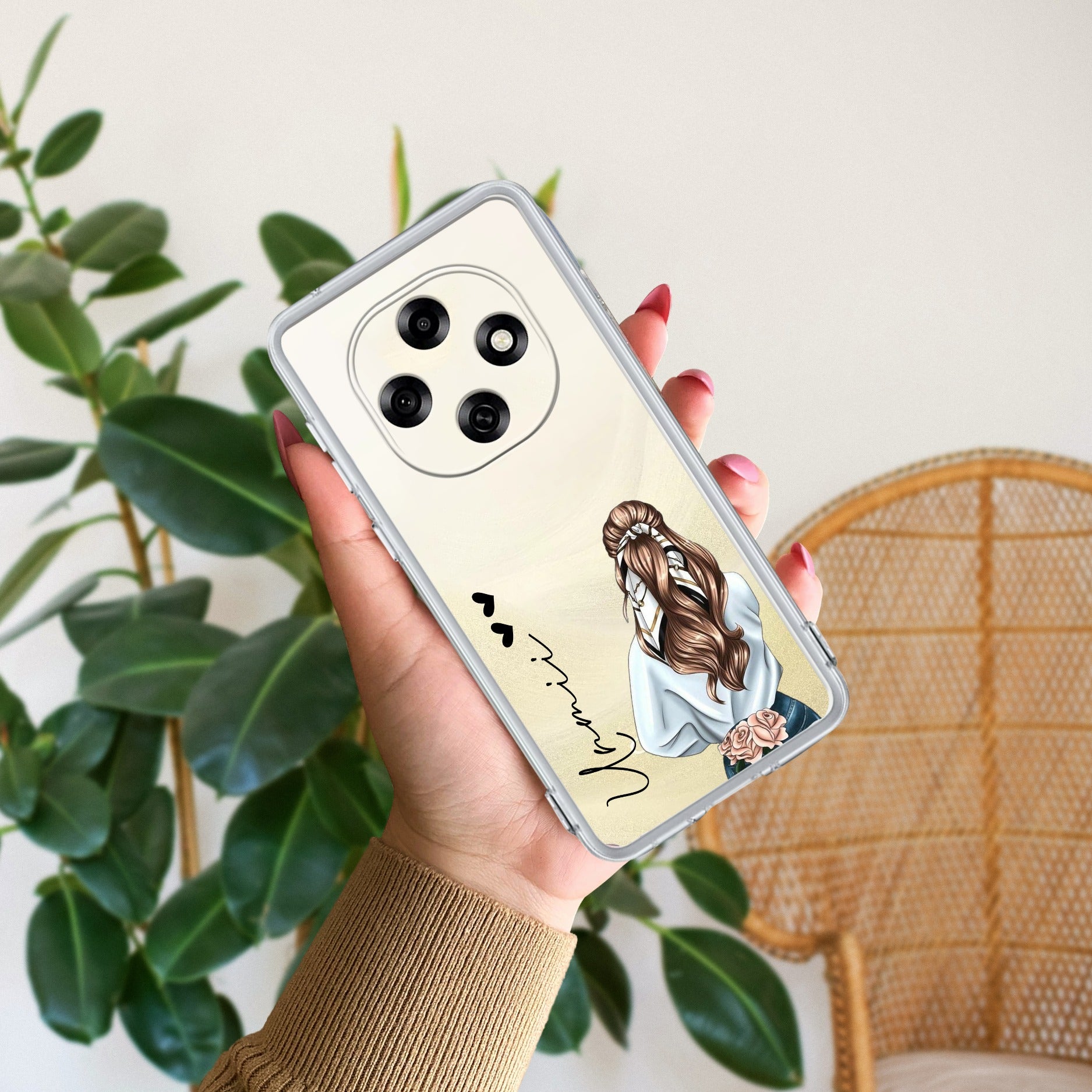 Girl With Flower Customize Anti Yellow Case For Oppo F31 Pro 5G