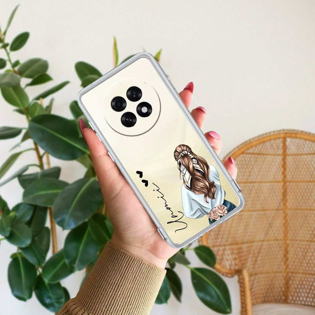 Girl With Flower Customize Transparent Silicon Case For OPPO Reno 14 Pro 5G