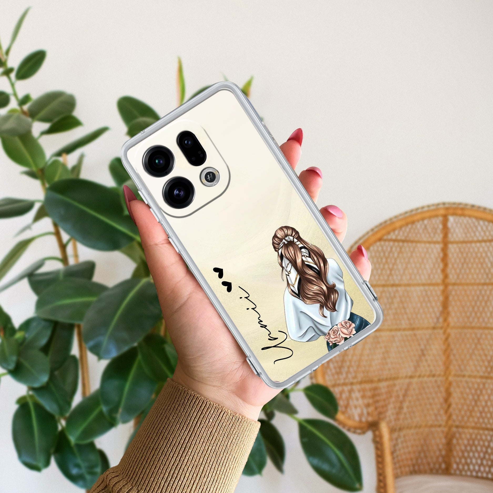 Girl With Flower Customize Anti Yellow Case For Oppo Find X9 5G