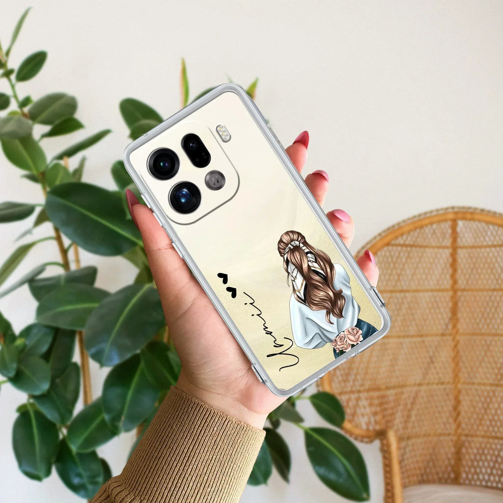 Girl With Flower Customize Transparent Silicon Case For Oppo F31 Pro 5G