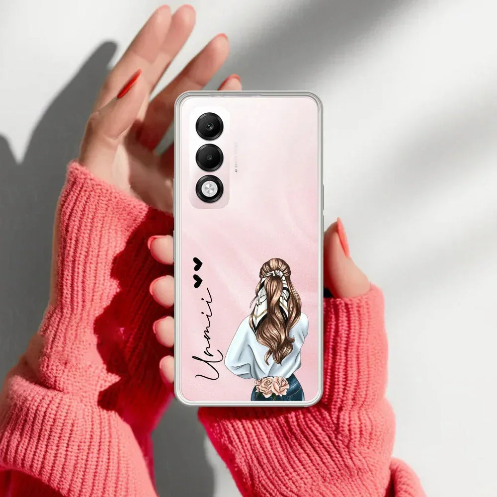 Girl With Flower Customize Transparent Silicon Case For Oppo F27 5G