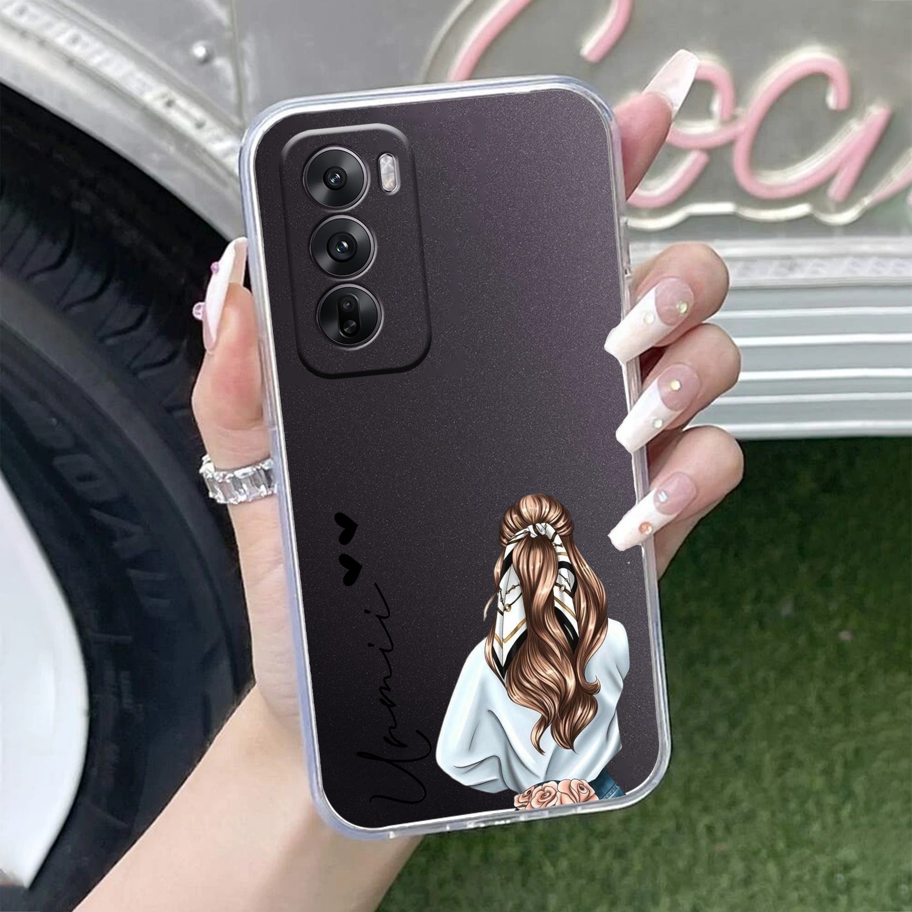 Girl With Flower Customize Anti Yellow Case For Oppo Reno 12 5G