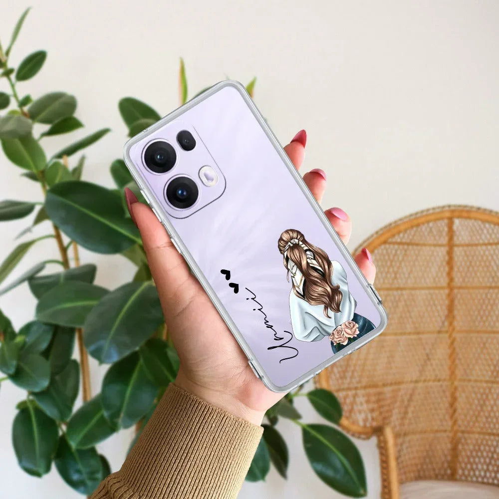 Girl With Flower Customize Transparent Silicon Case For Oppo Reno 13 Pro 5G