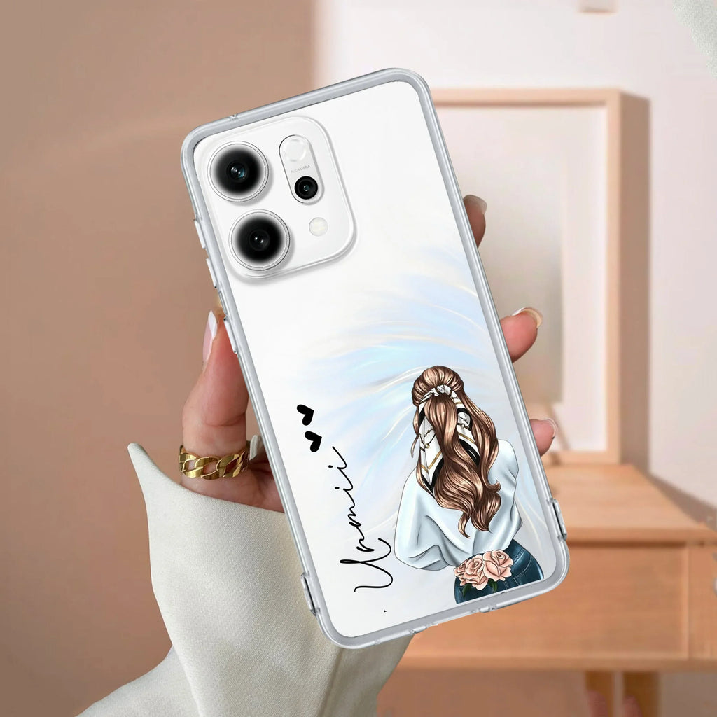 Girl With Flower Customize Transparent Silicon Case For Oppo F29 Pro 5G