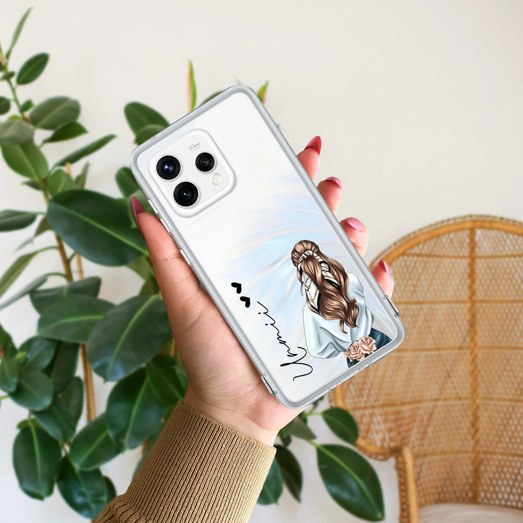 Girl With Flower Customize Transparent Silicon Case For OPPO K13 Turbo Pro 5G