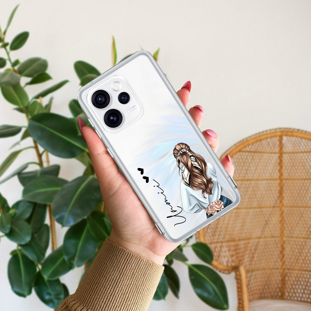 Girl With Flower Customize Anti Yellow Case For Oppo Reno 15 Pro 5G