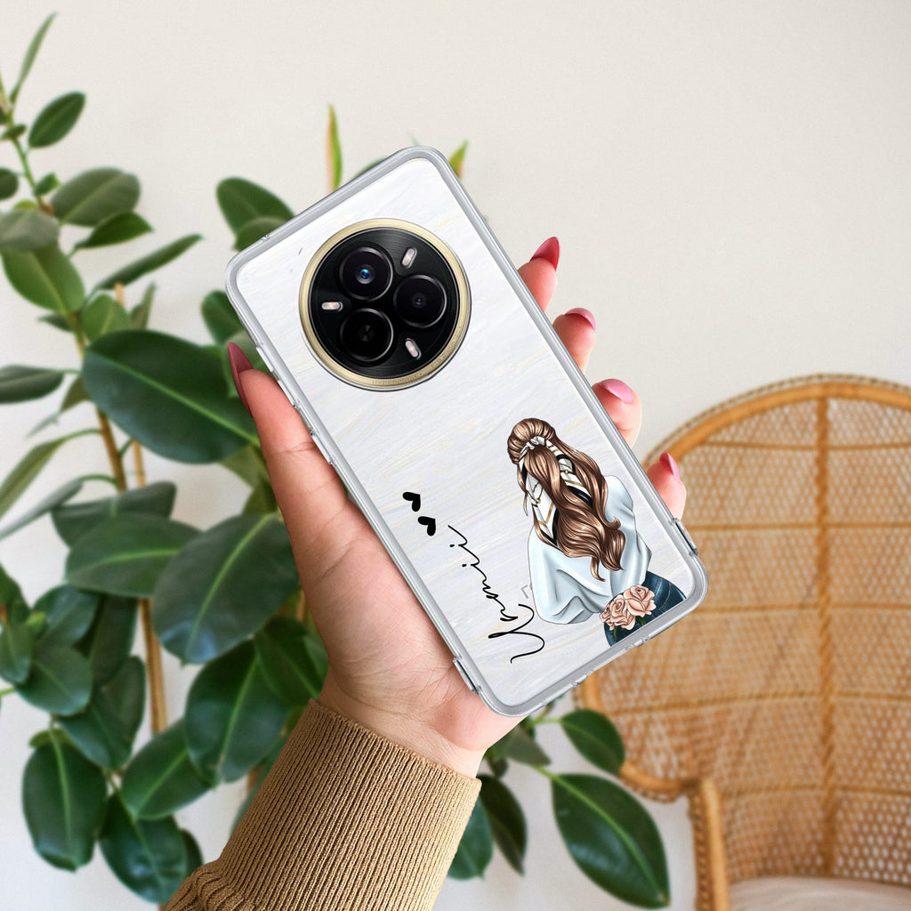 Girl With Flower Customize Anti Yelllow Case For Realme 14 Pro Plus 5G