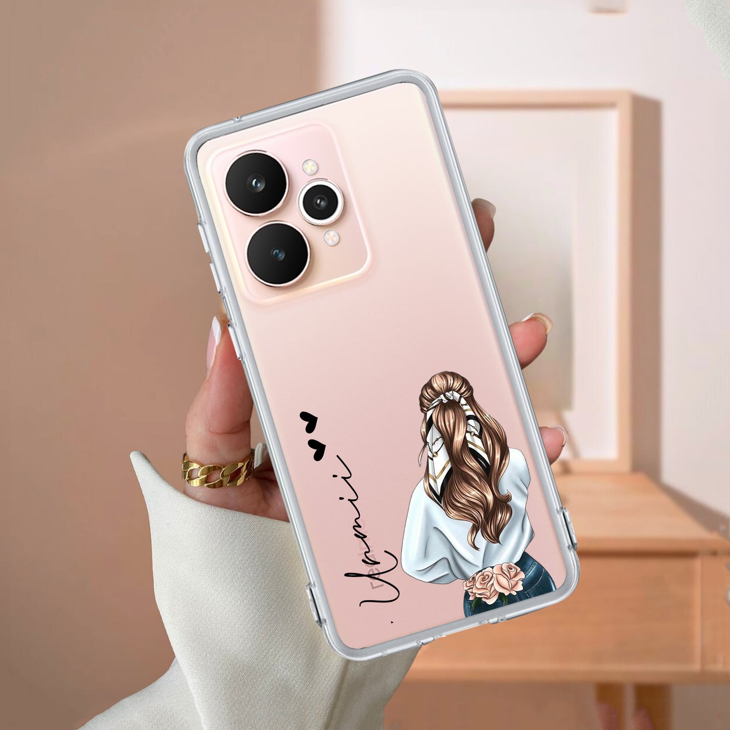 Girl With Flower Customize Transparent Silicon Case For Realme/Narzo