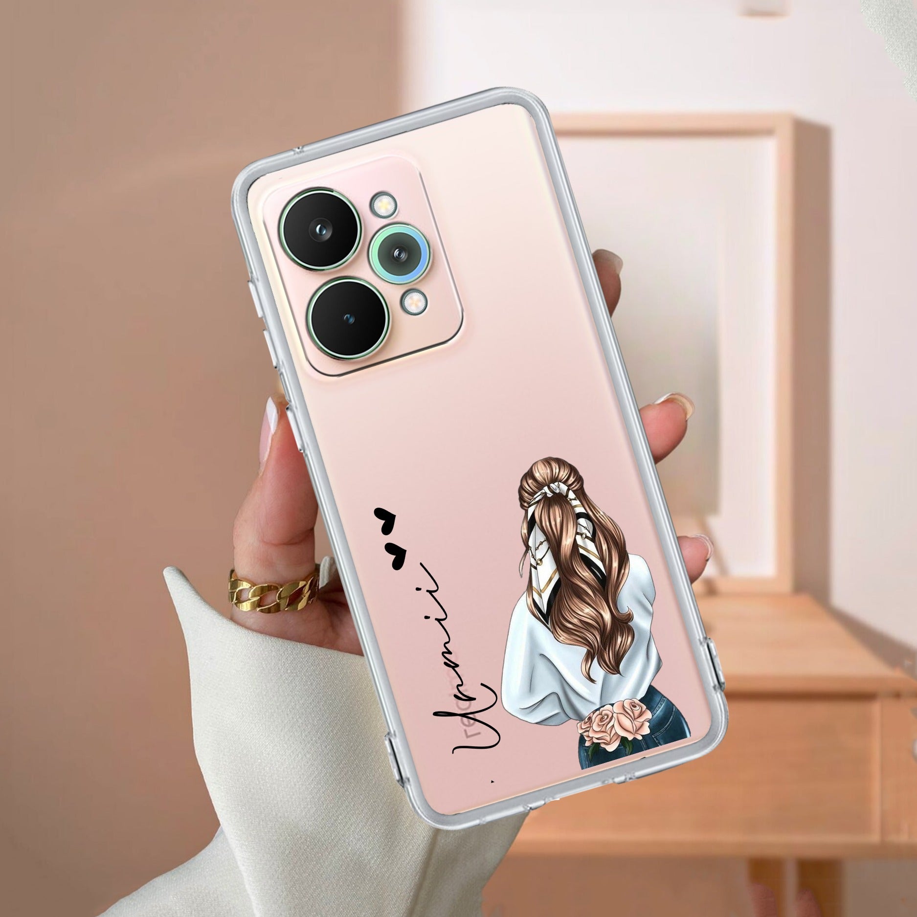 Girl With Flower Customize Anti Yellow Case For Realme 15 Pro 5G