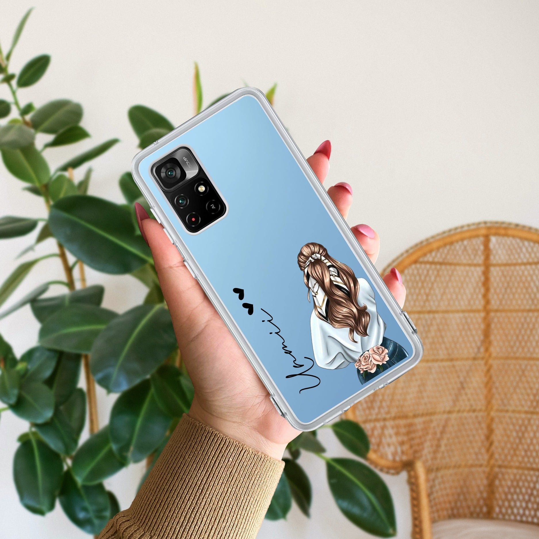 Girl With Flower Customize Transparent Silicon Case For Redmi/Xiaomi