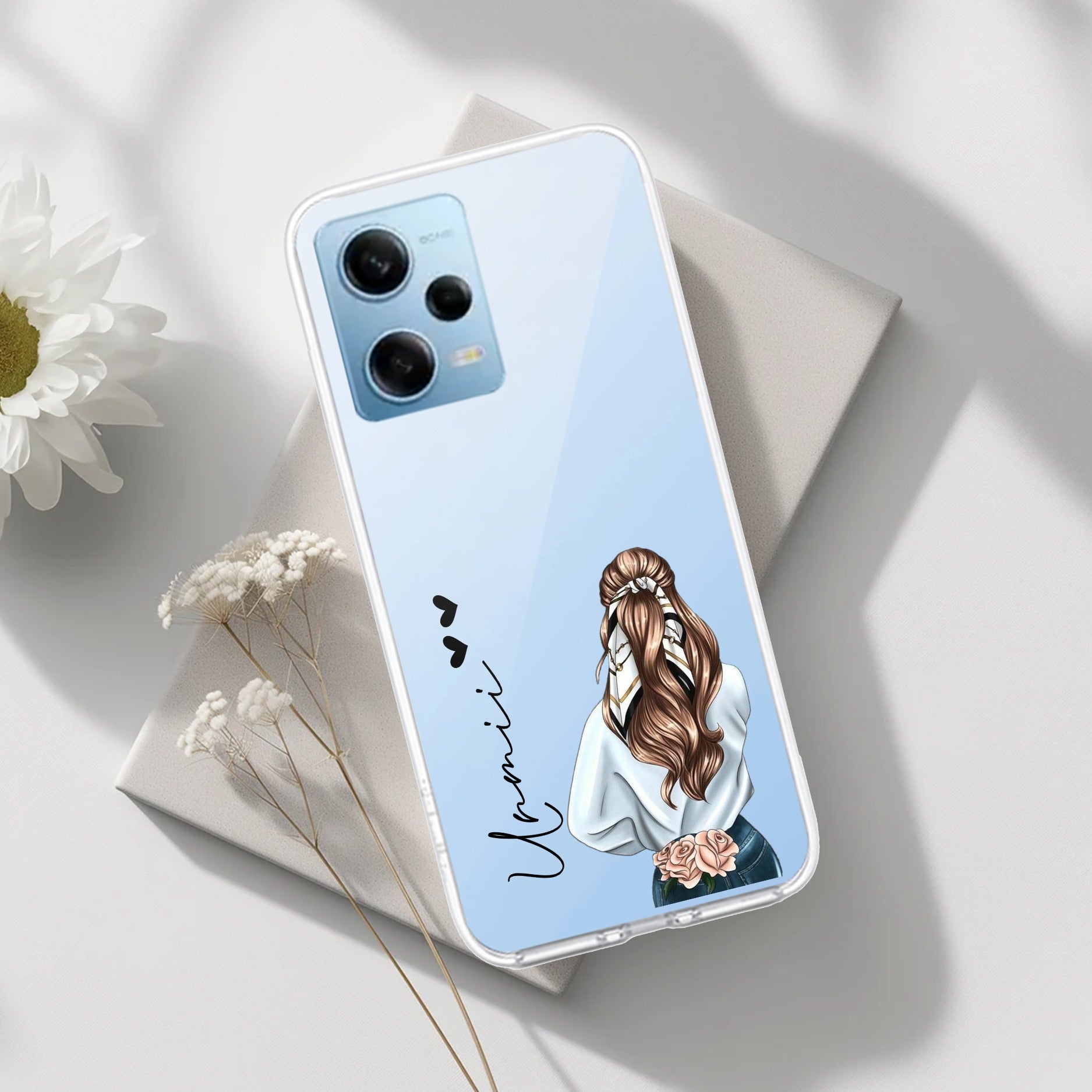 Girl With Flower Customize Transparent Silicon Case For Redmi/Xiaomi