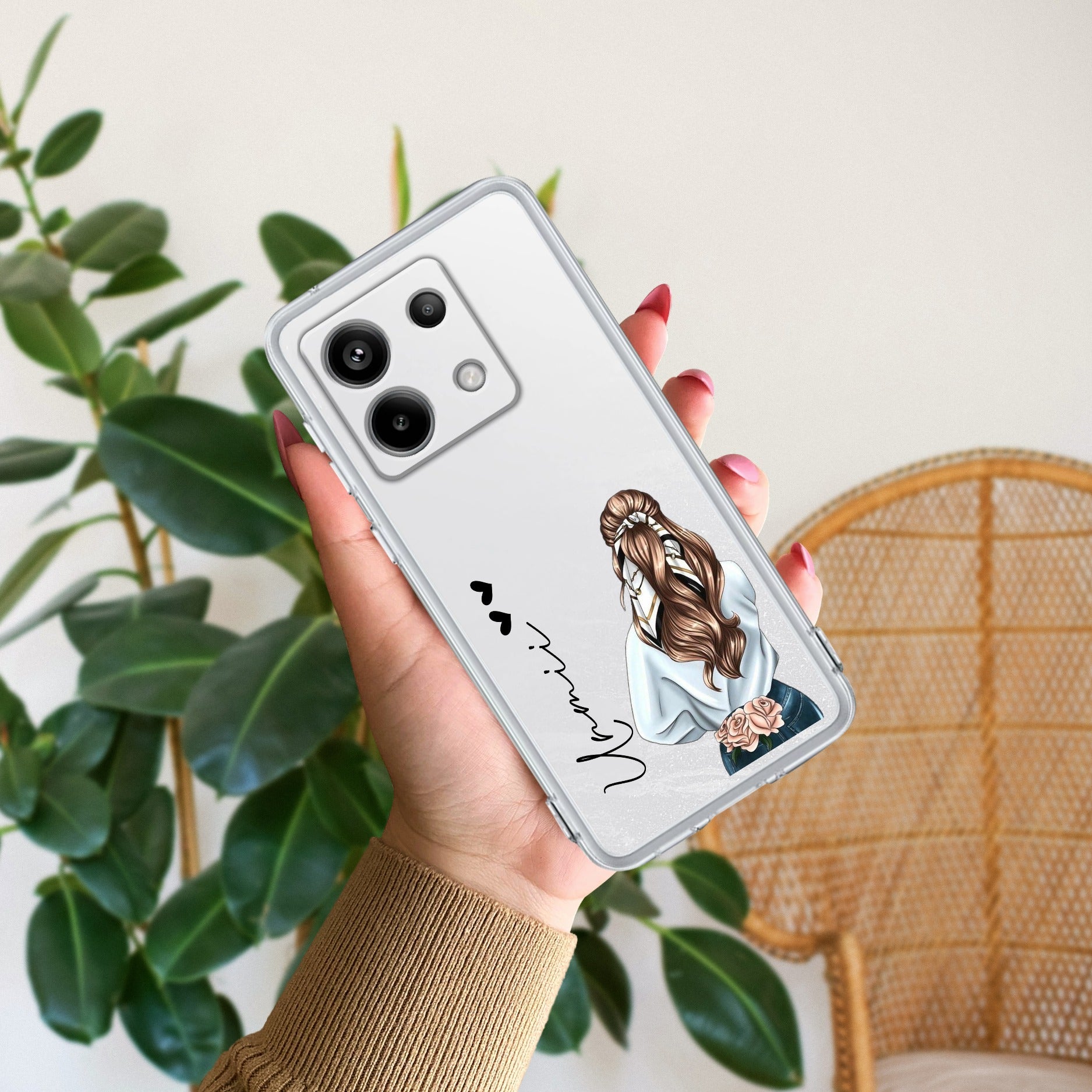 Girl With Flower Customize Transparent Silicon Case For Redmi/Xiaomi