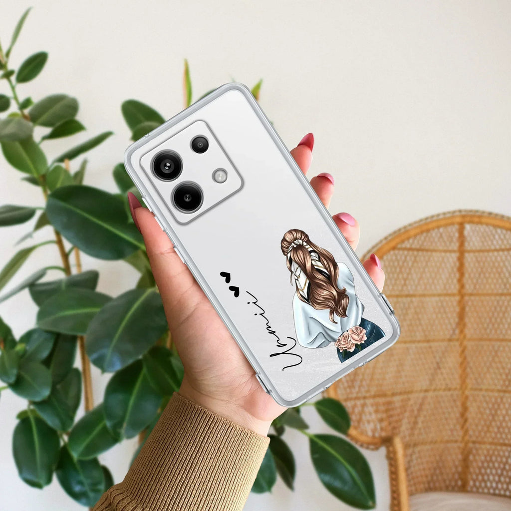 Girl With Flower Customize Transparent Silicon Case For Mi 10T 5G / Mi 10T Pro
