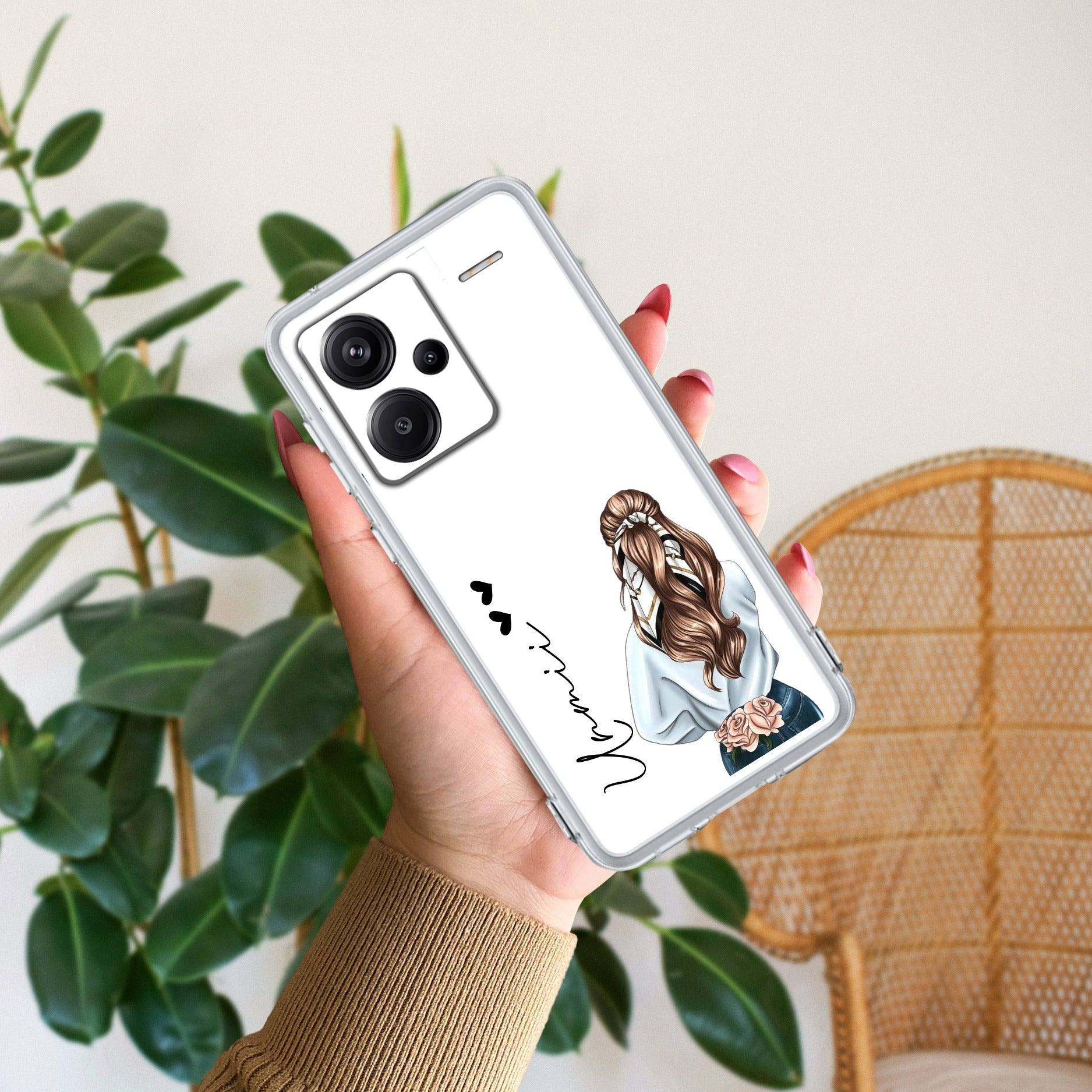 Girl With Flower Customize Transparent Silicon Case For Redmi/Xiaomi