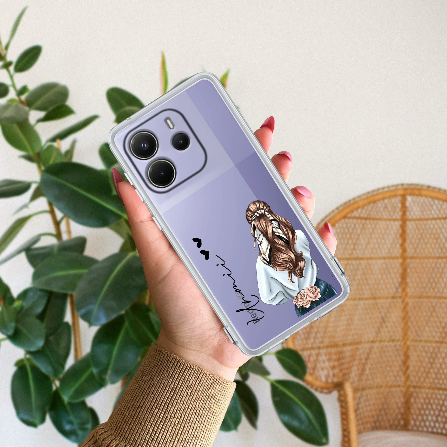 Girl With Flower Customize Transparent Silicon Case For Redmi/Xiaomi