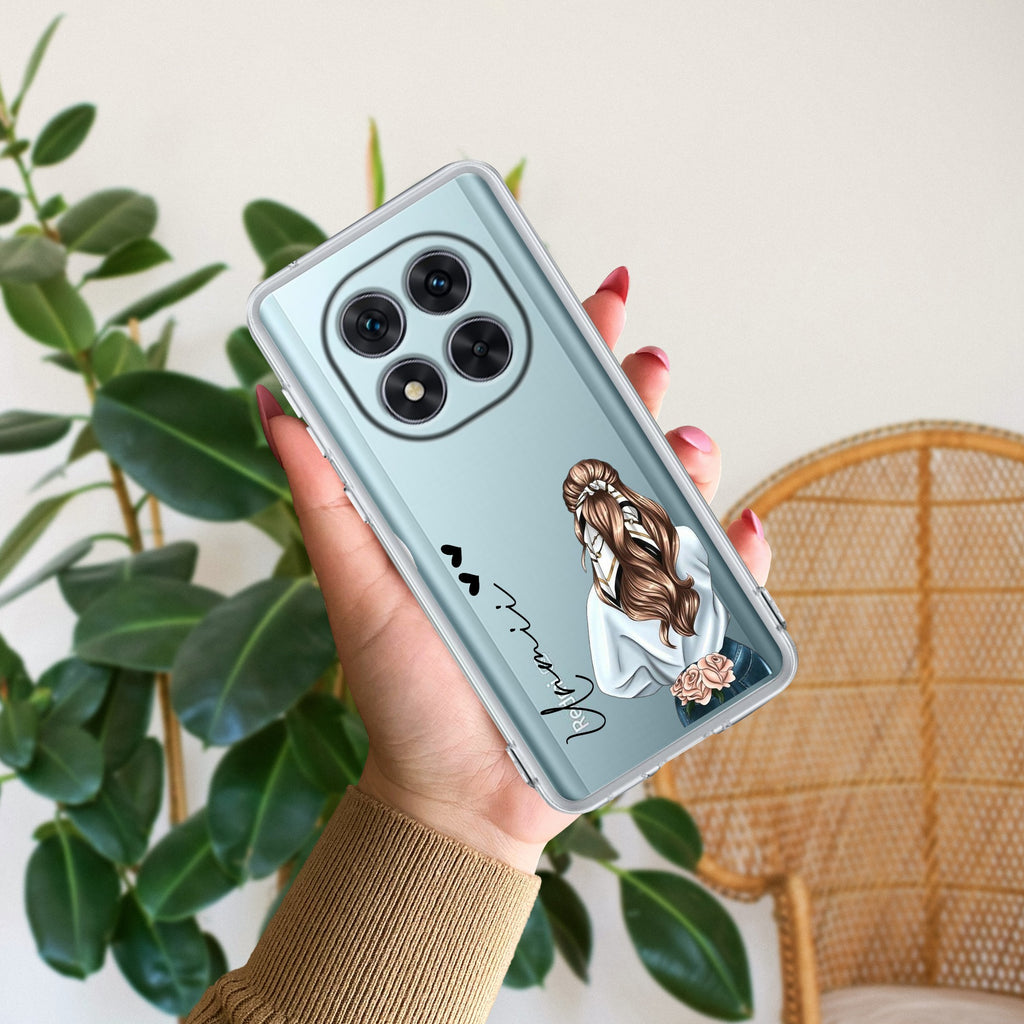 Girl With Flower Customize Transparent Silicon Case For Xiaomi 14 Civi 5G