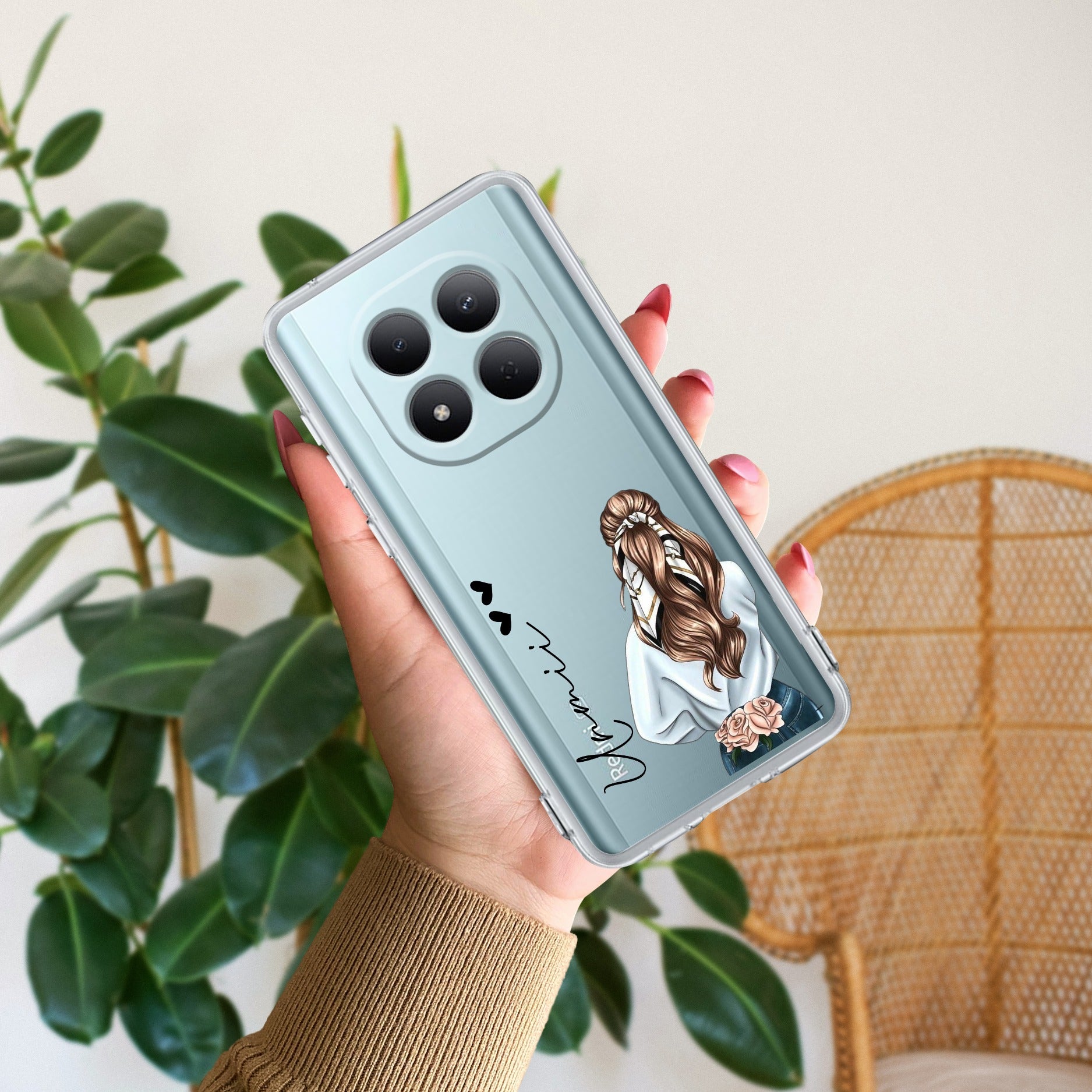 Girl With Flower Customize Transparent Silicon Case For Redmi/Xiaomi
