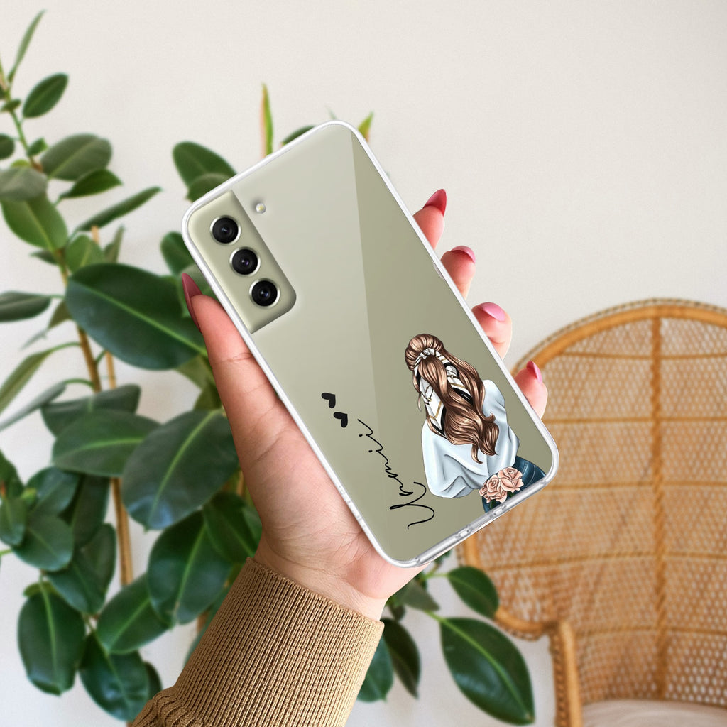 Girl With Flower Customize Anti Yellow Case For Samsung Galaxy S21 FE 5G