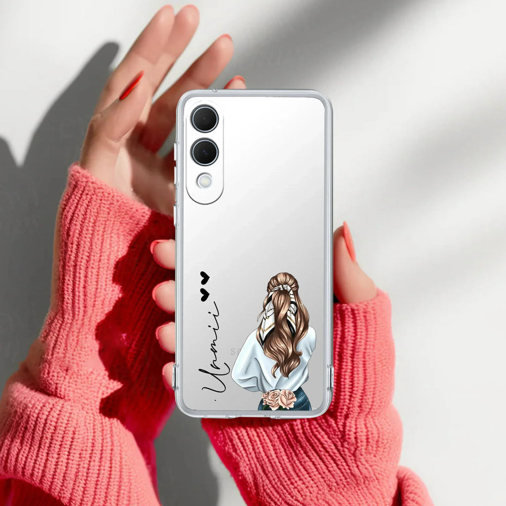 Girl With Flower Customize Transparent Silicon Case For Samsung Galaxy A73