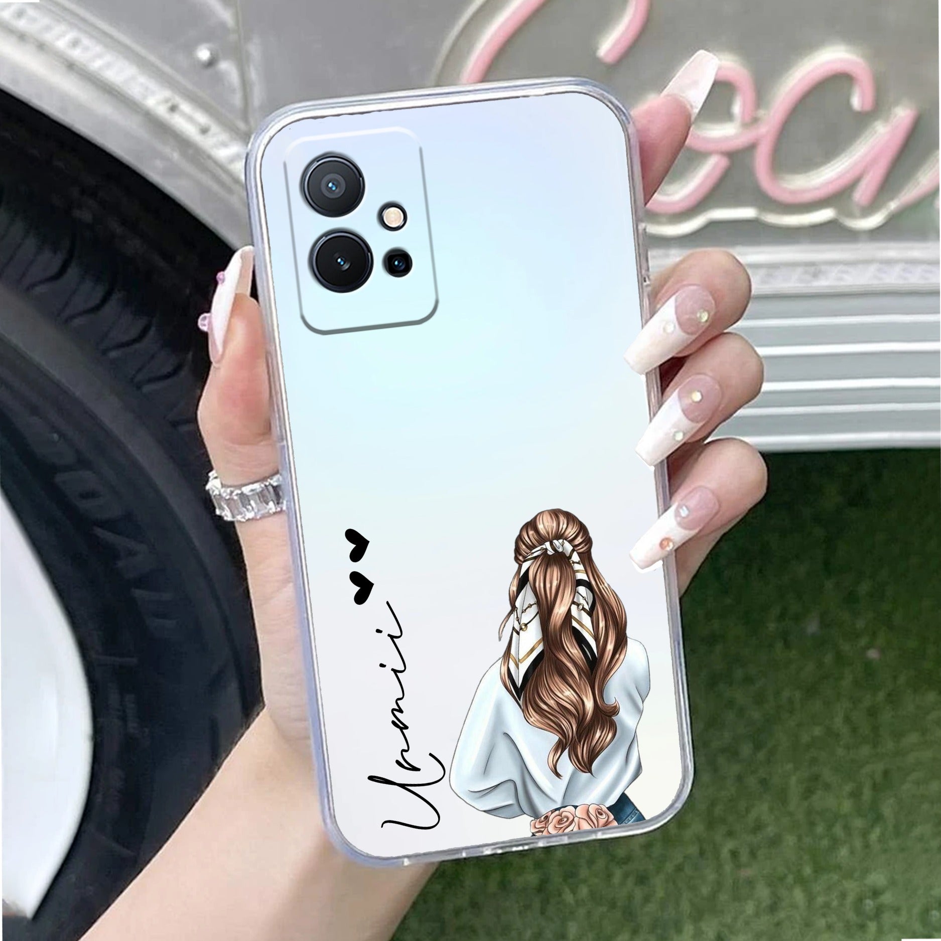 Girl With Flower Customize Transparent Silicon Case For Vivo