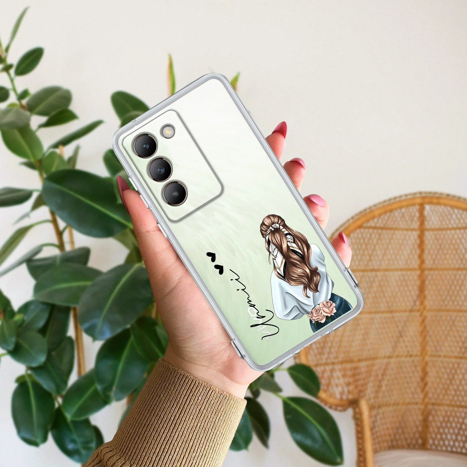 Girl With Flower Customize Transparent Silicon Case For Vivo - ShopOnCliQ