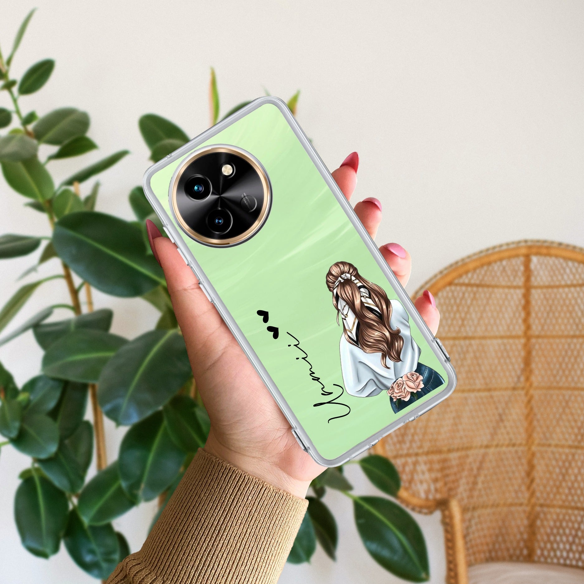Girl With Flower Customize Anti Yellow Case For Vivo T3X 5G