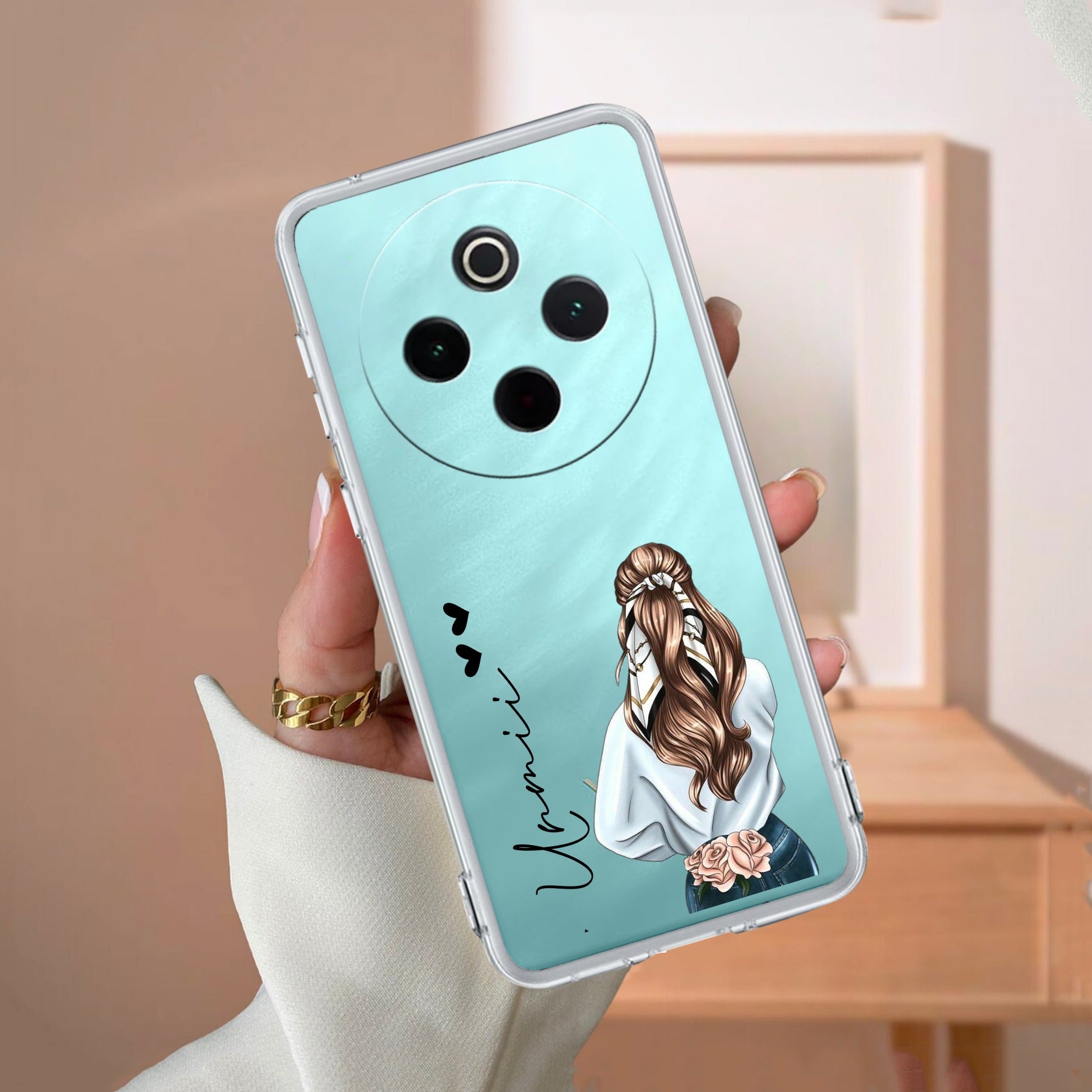 Girl With Flower Customize Transparent Silicon Case For Vivo