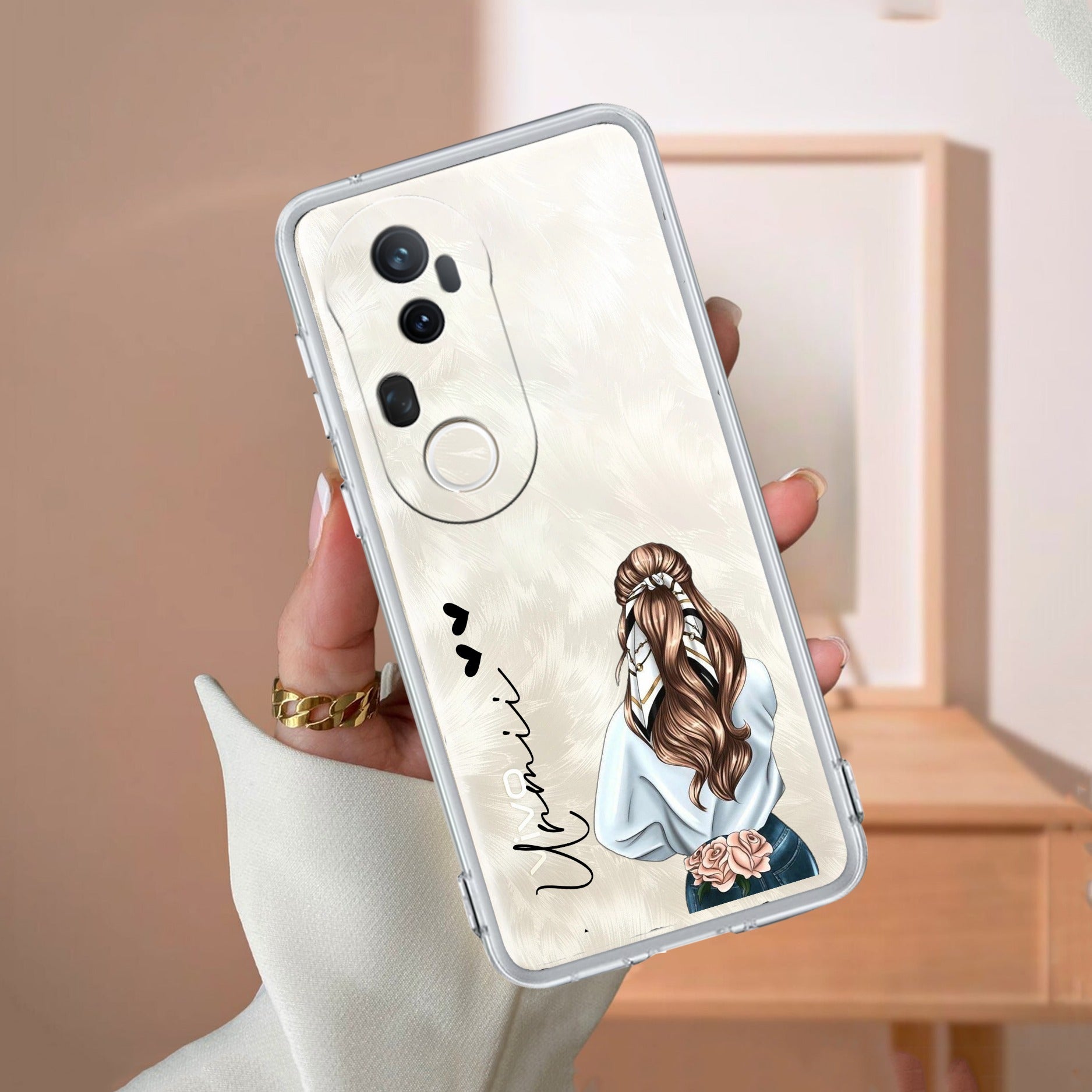 Girl With Flower Customize Transparent Silicon Case For Vivo