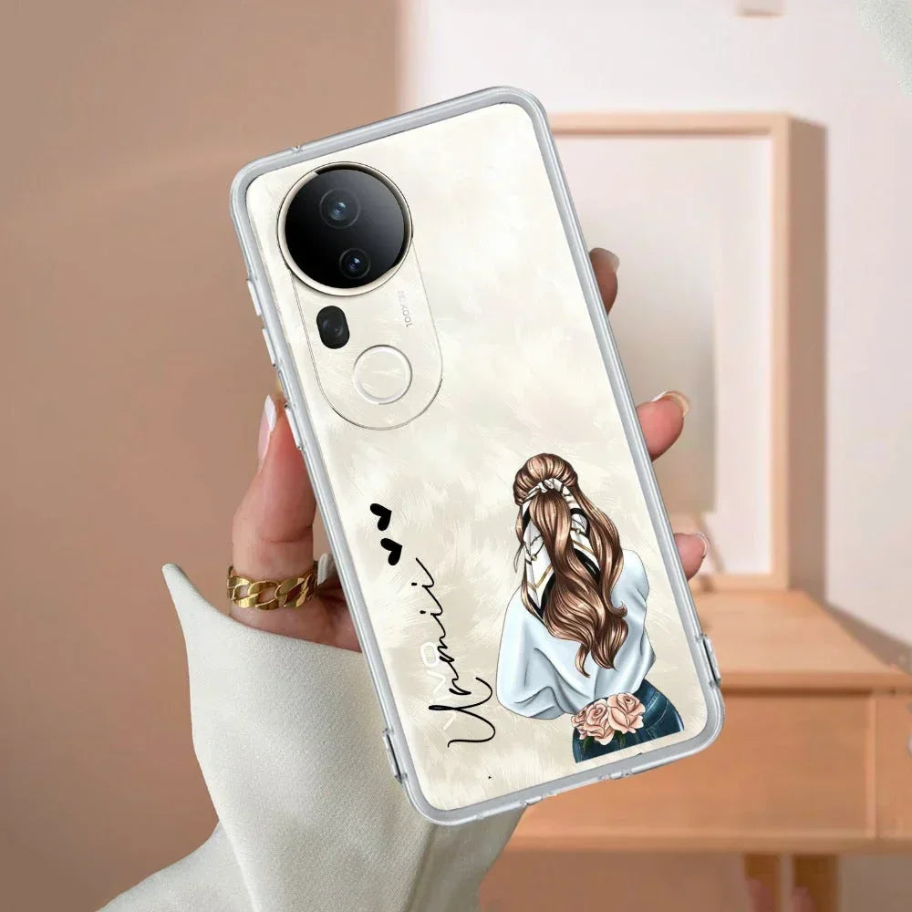 Girl With Flower Customize Transparent Silicon Case For Vivo